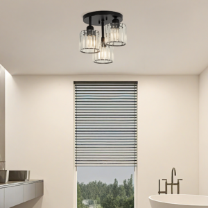 Alternative view of Modern Crystal Semi Flush Bedroom Ceiling Lights